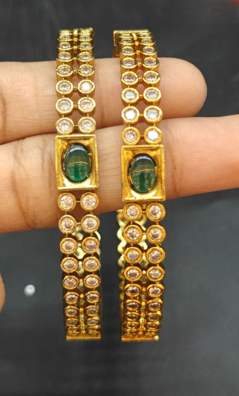 Emerald Gold Bangles 