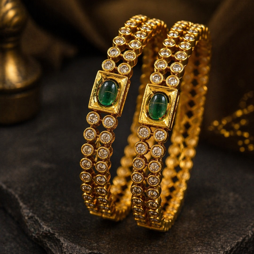 Emerald Gold Bangles 