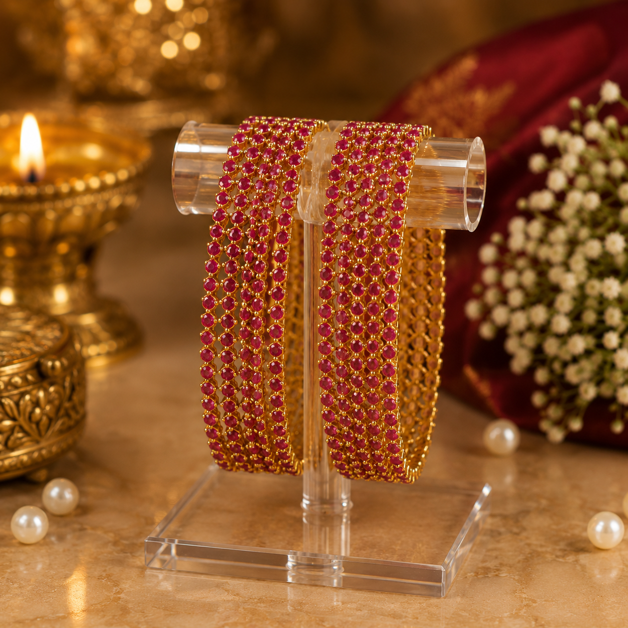 Ruby Stone Bangles