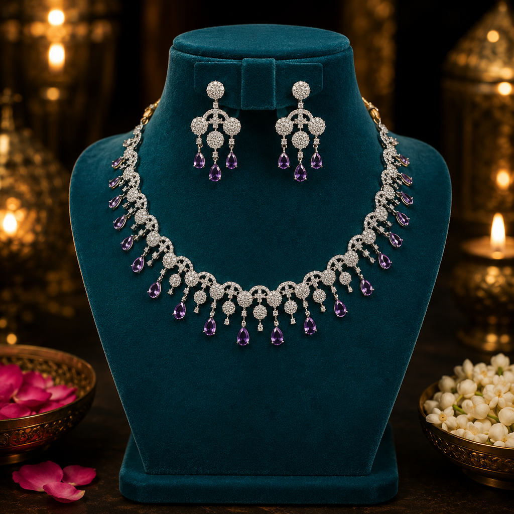 White Rhodium Necklace Set