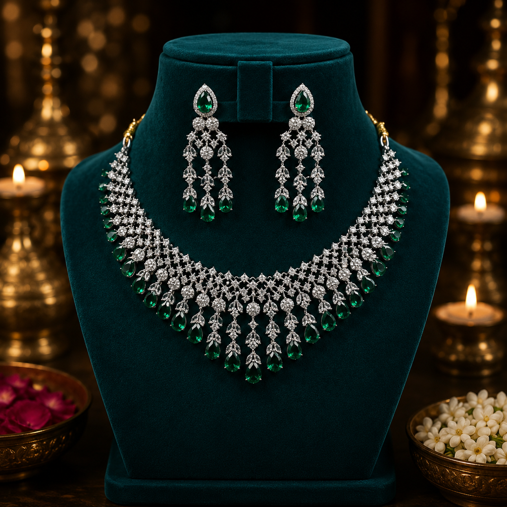 White Rhodium Necklace Set