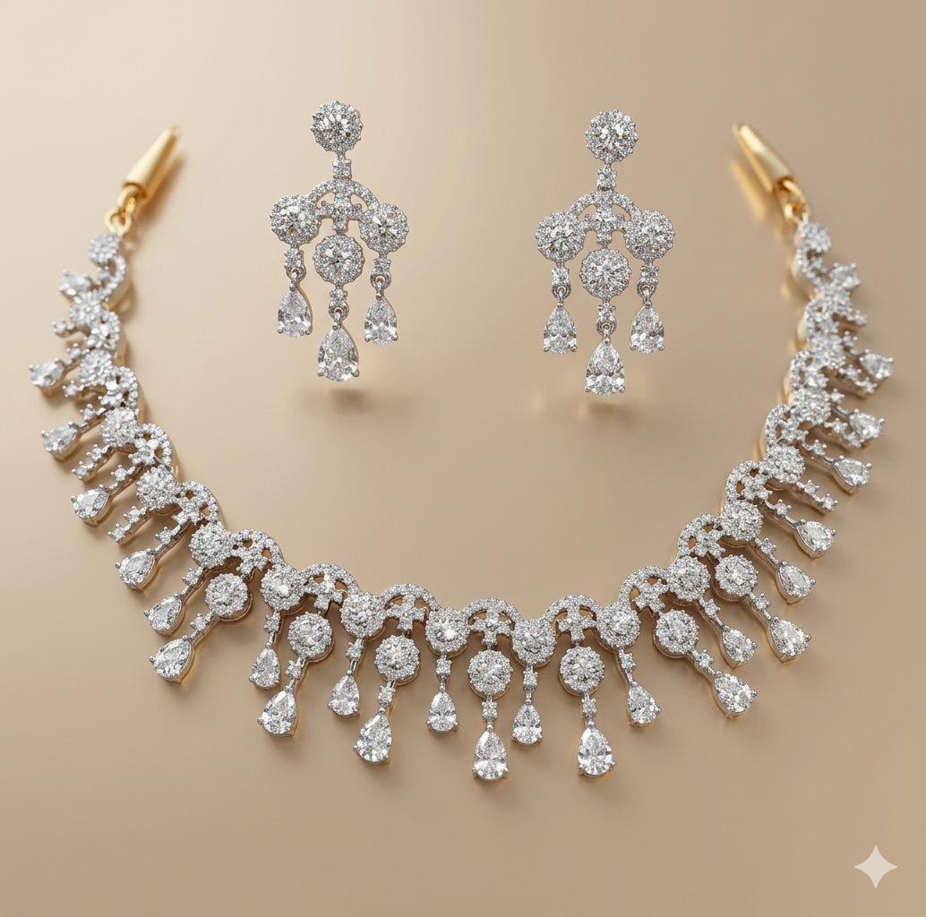 White Rhodium Necklace Set