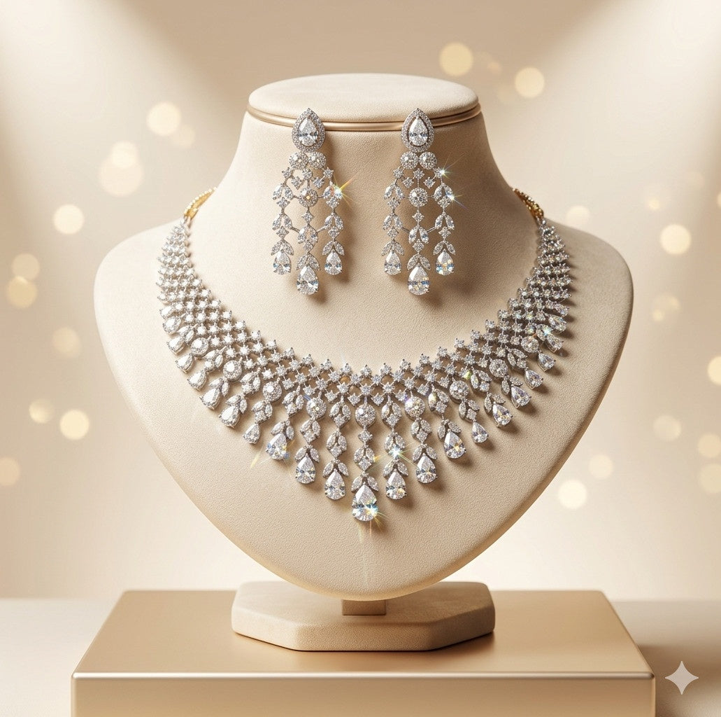 White Rhodium Necklace Set