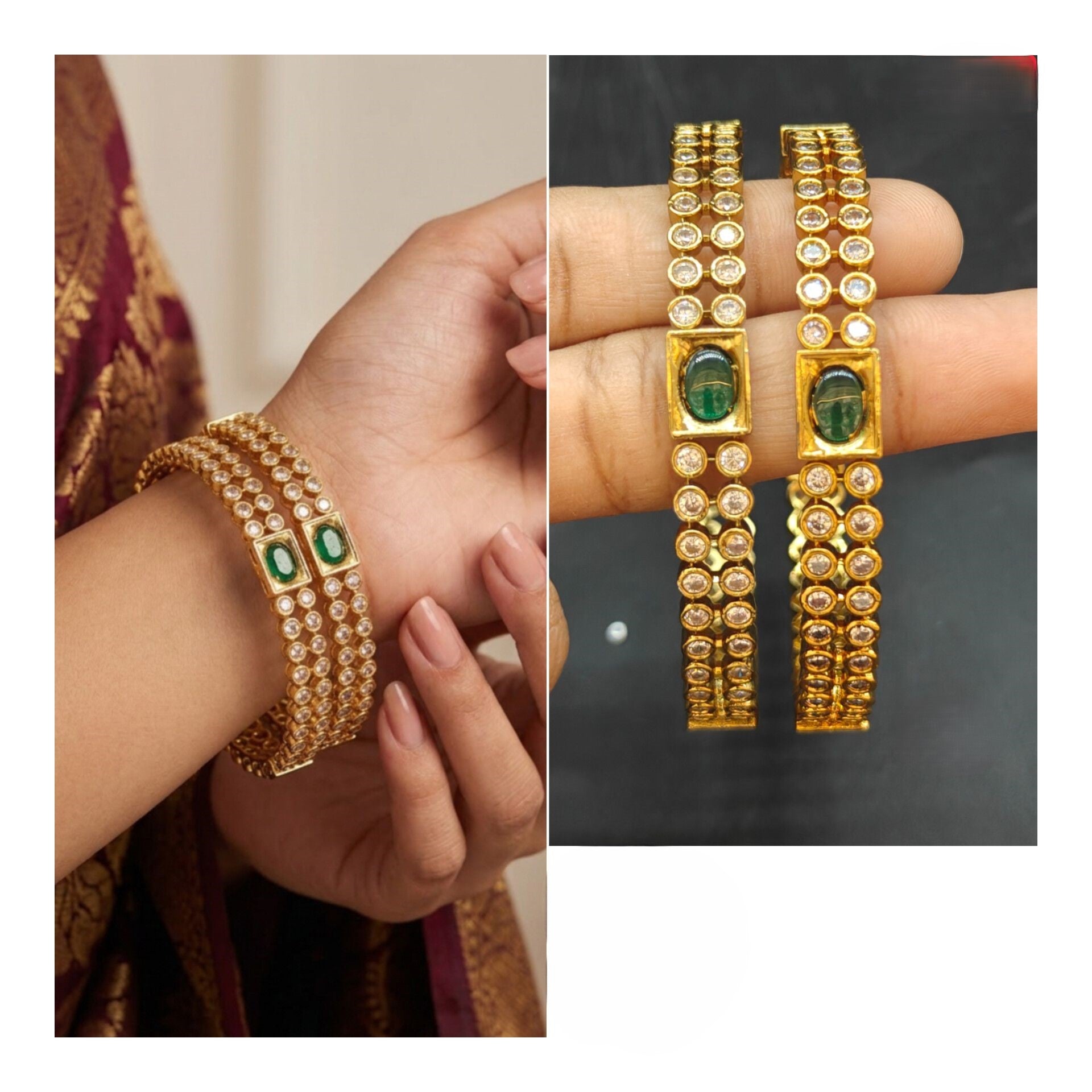 Emerald Gold Bangles 