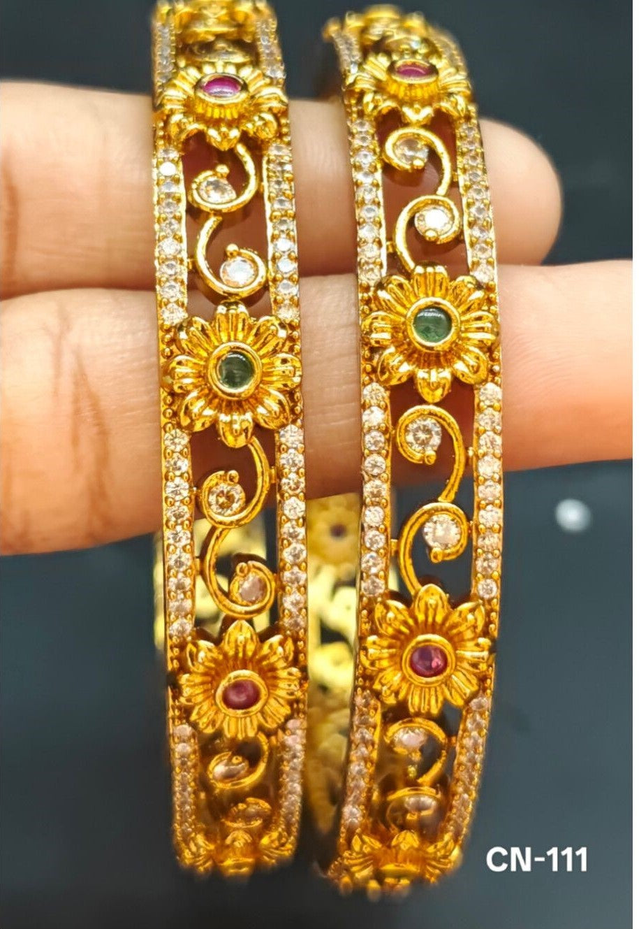 Floral Gold Bangles