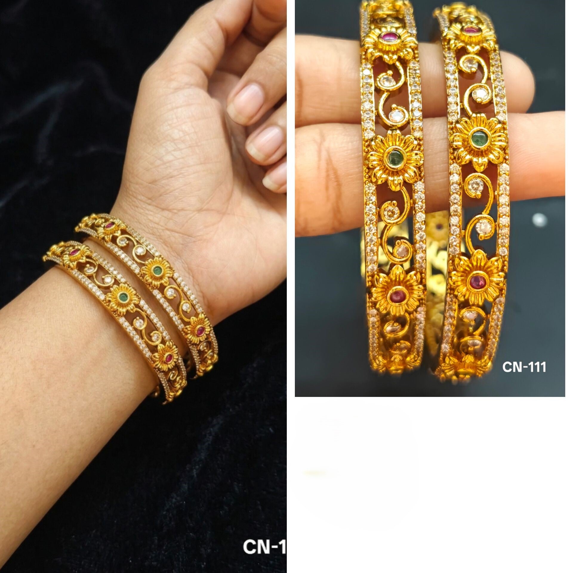 Floral Gold Bangles